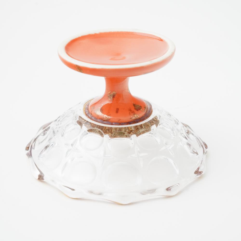 ガラスオレンジ釉高台鉢