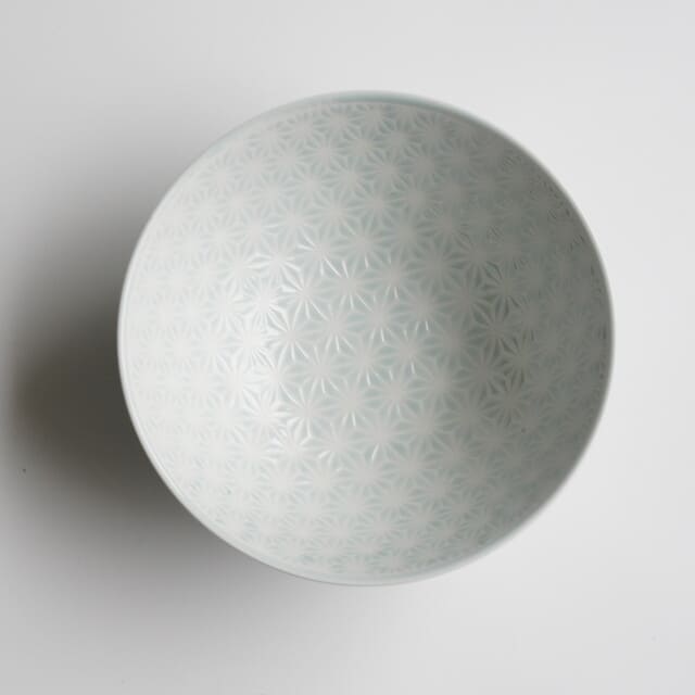 波佐見焼　麻の葉（ブルー）ボウルL