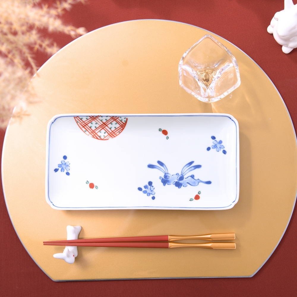 波佐見焼 花うさぎ 焼皿