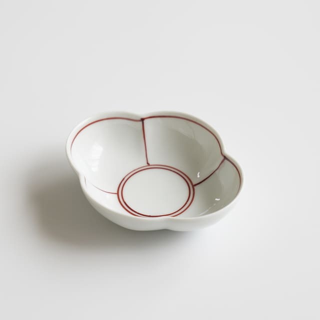 有田焼　渕線（赤絵）木瓜小付