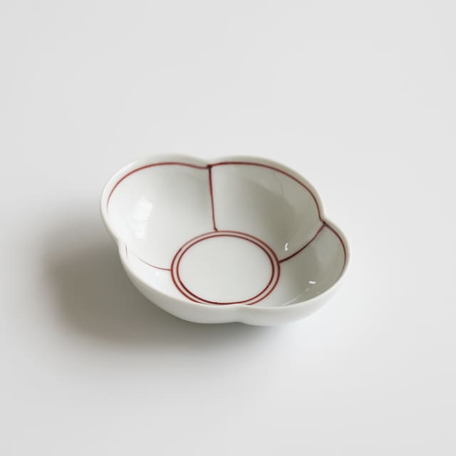 有田焼　渕線（赤絵）木瓜小付