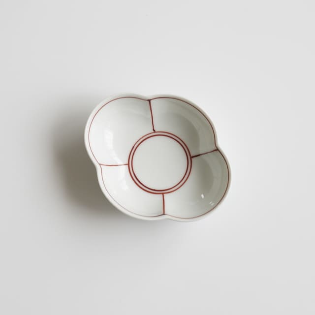 有田焼　渕線（赤絵）木瓜小付