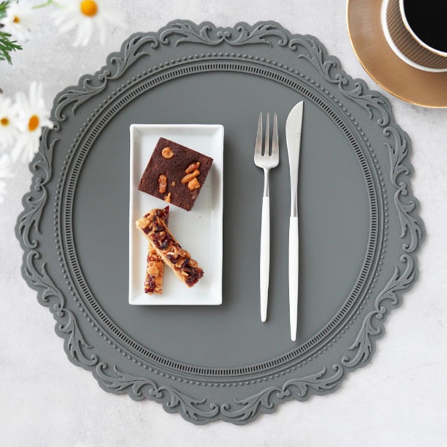 シリコンレリーフ ランチョンマット グレー ｜ 四季折々のおしゃれな和