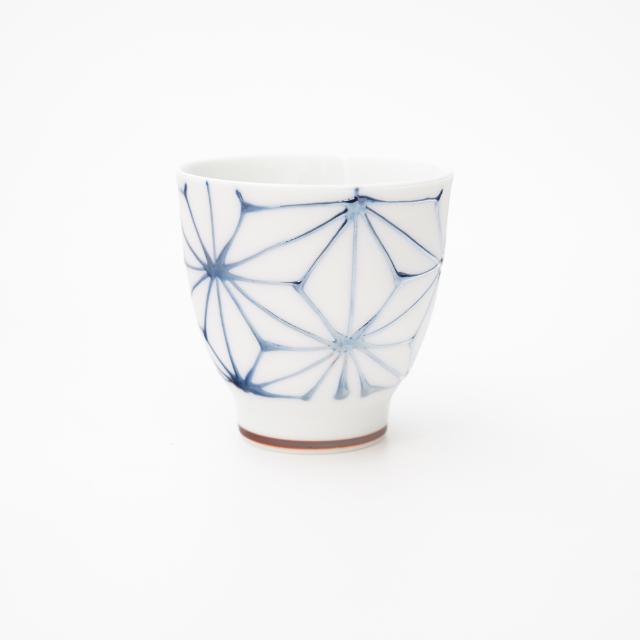 一珍麻の葉　湯呑　青