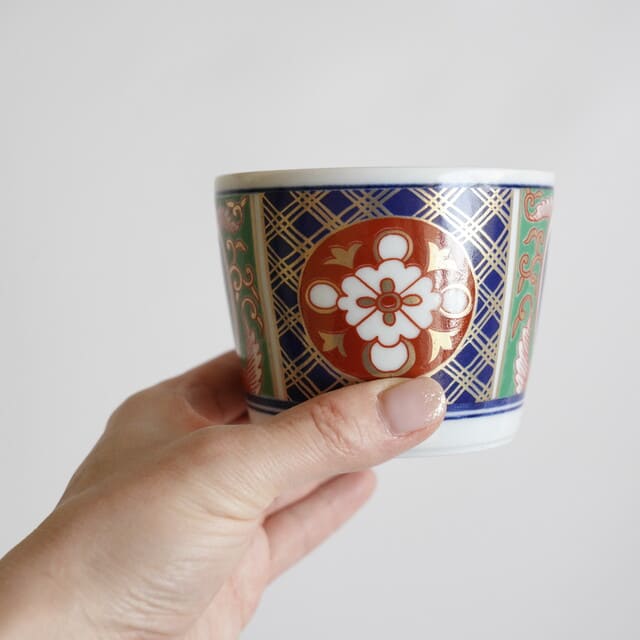 波佐見焼　ルリ金花地紋　そば猪口