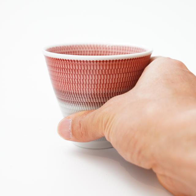 爽雲　湯呑　赤