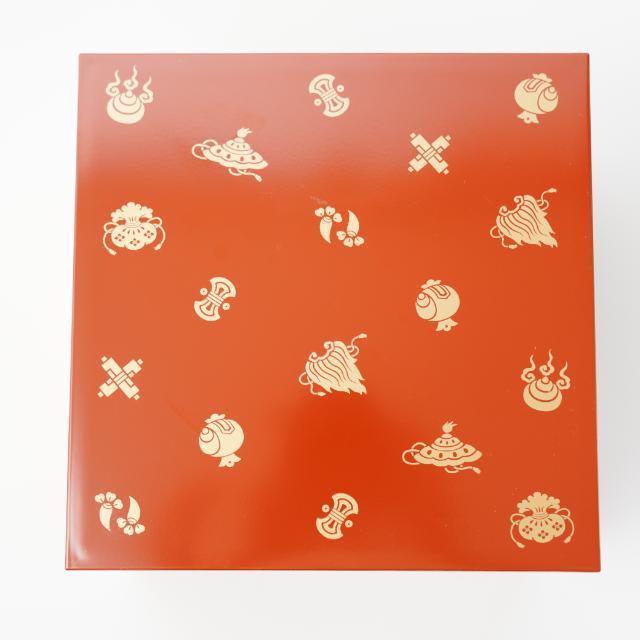 茶道具 柿合 一ヶ折重 縁高 5重 サン蓋付 重箱 菓子