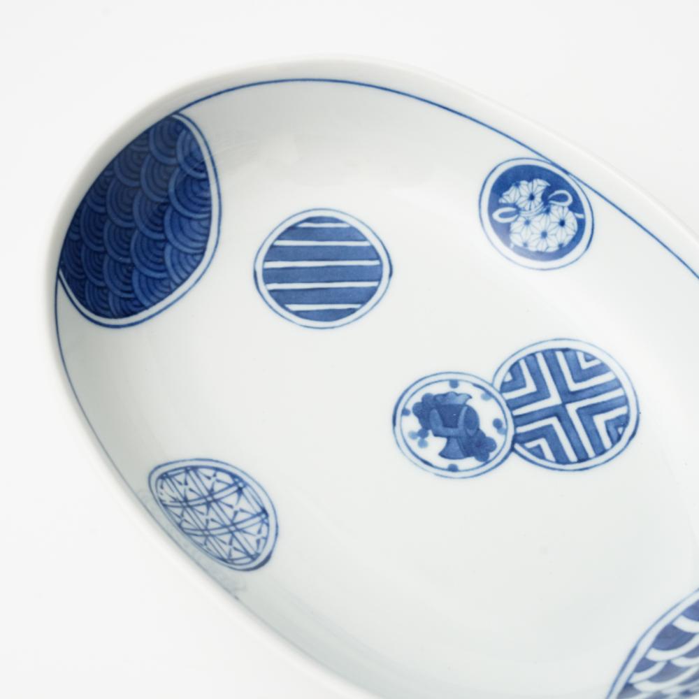 波佐見焼 宝尽くし 楕円小鉢揃（5枚セット）｜ 四季折々の