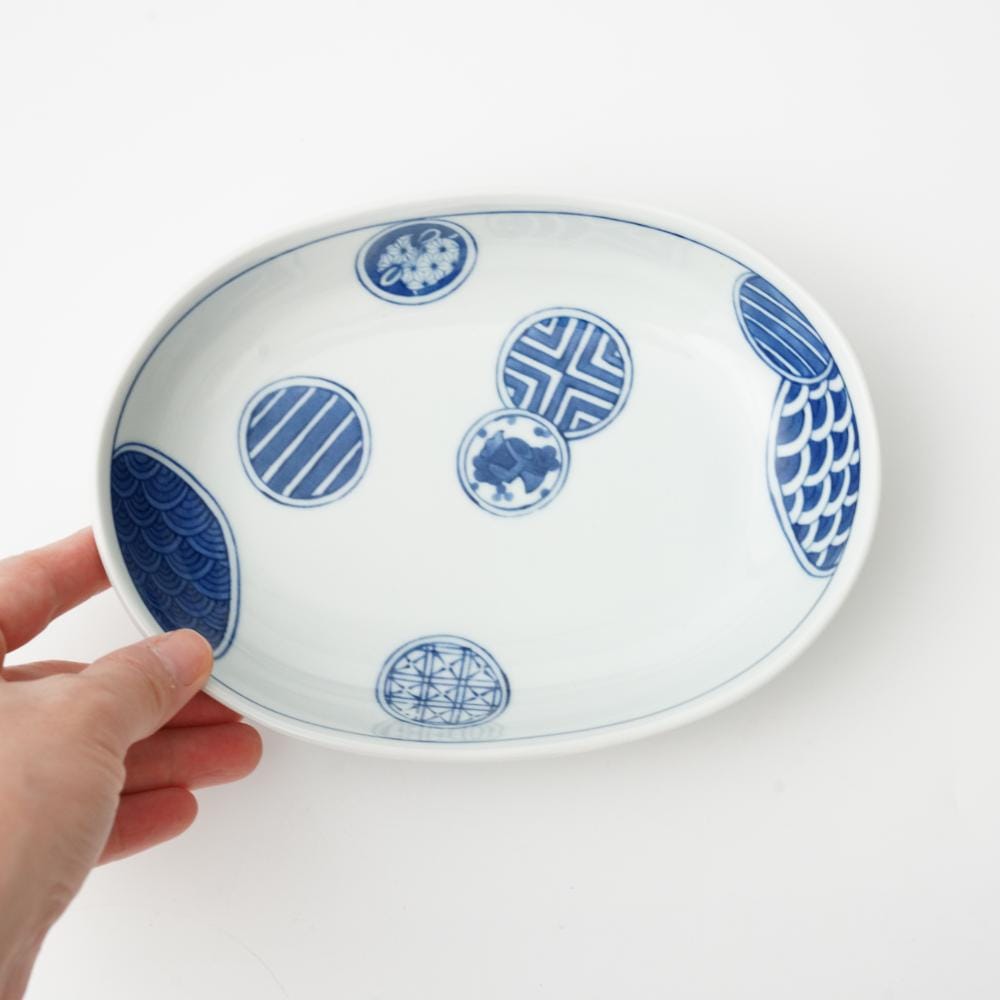 紫檀 刻 手付 皿 文房四宝 卓上飾 高9.4cm(HA491) 美彦銘 金彩花文七宝額 約24cm 8寸 紫陽花のデザインが際立つ飾