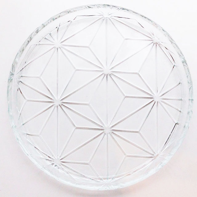 麻の葉模様　ガラスプレート　24ｃｍ