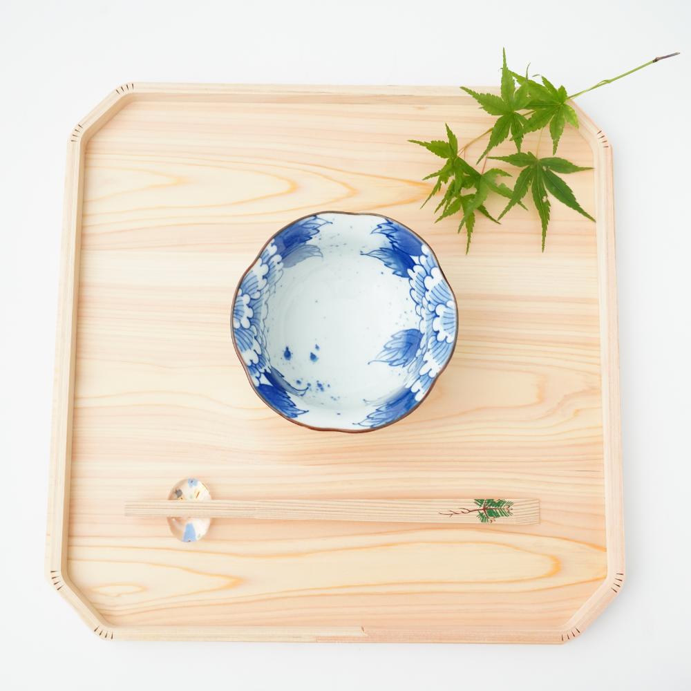 波佐見焼　牡丹唐草　花型小鉢揃（5枚セット）