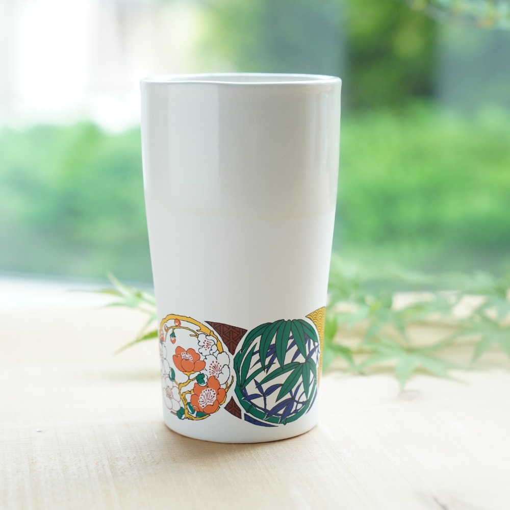 Qpor凍るビアカップ 和柄 九谷 花丸紋｜ 四季折々のおしゃれな和食器