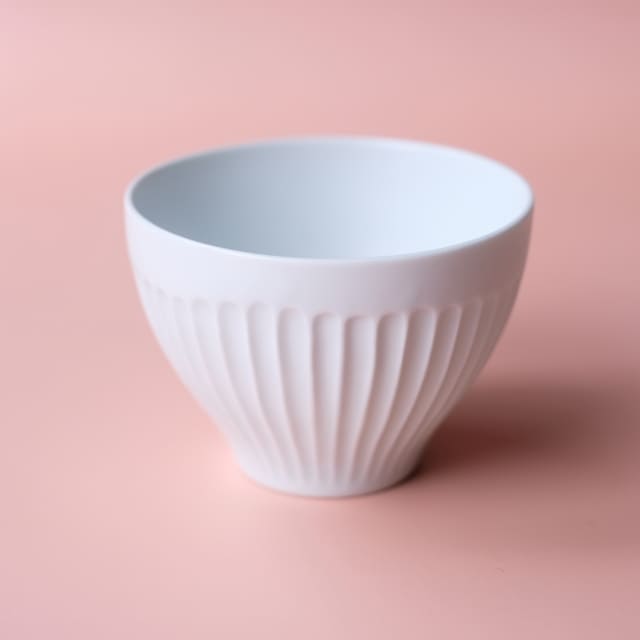 波佐見焼　白マット　しのぎ　煎茶碗