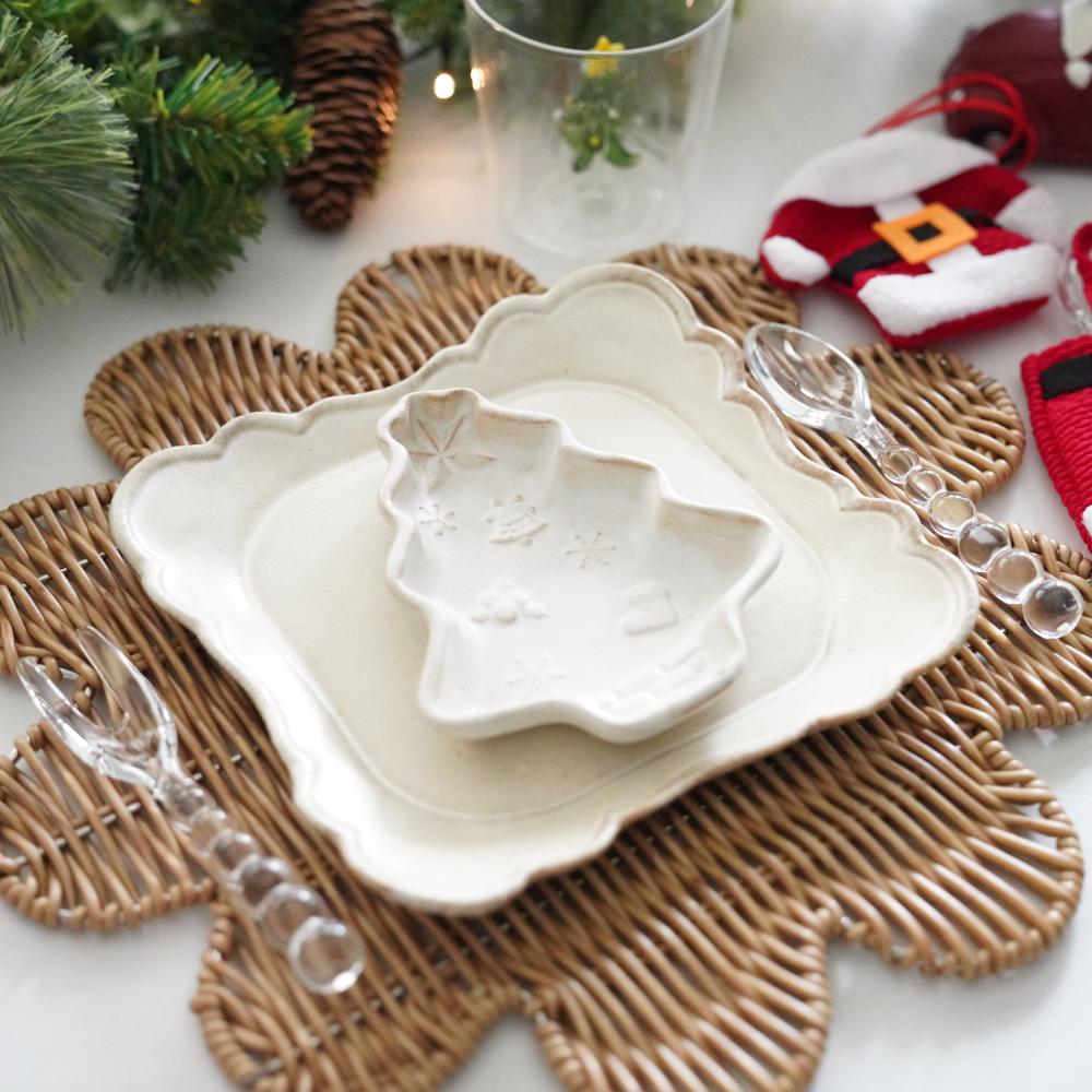 益子焼 クリスマスツリー小皿 ｜ 四季折々のおしゃれな和食器通販