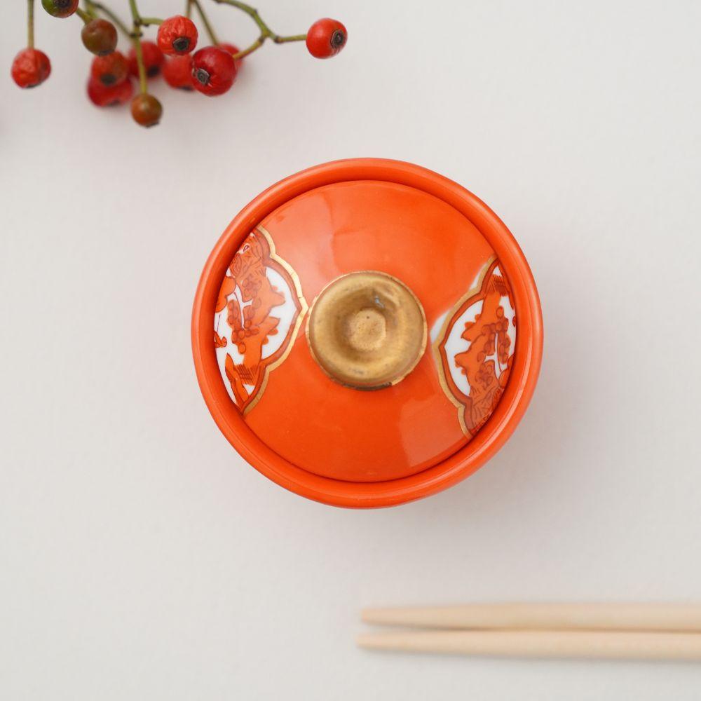 有田焼 赤絵金彩 木瓜山水 蓋付小付 ｜ 四季折々のおしゃれな和食器