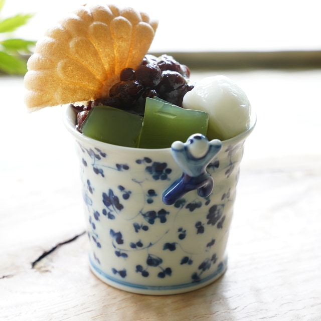 波佐見焼　藍唐草　一閑人煎茶・そば猪口