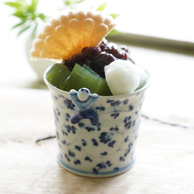 波佐見焼　藍唐草　一閑人煎茶・そば猪口