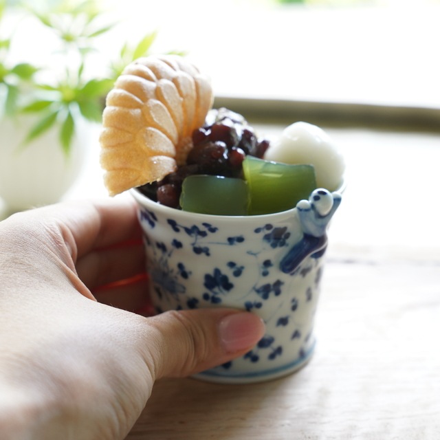 波佐見焼　藍唐草　一閑人煎茶・そば猪口
