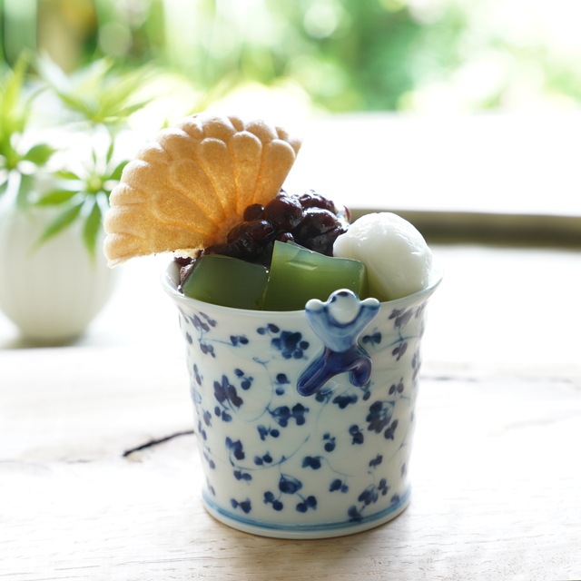 波佐見焼　藍唐草　一閑人煎茶・そば猪口