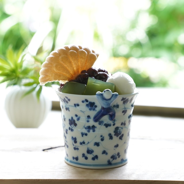 波佐見焼　藍唐草　一閑人煎茶・そば猪口