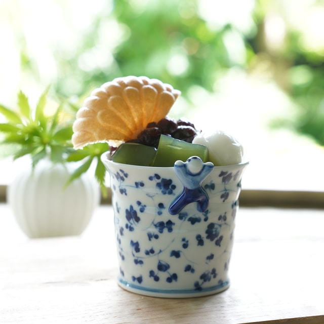 波佐見焼　藍唐草　一閑人煎茶・そば猪口