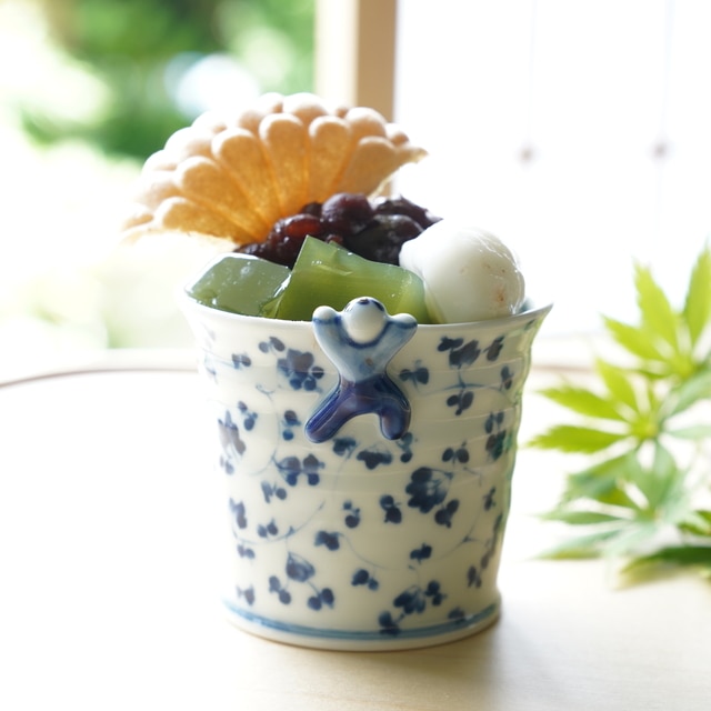 波佐見焼　藍唐草　一閑人煎茶・そば猪口