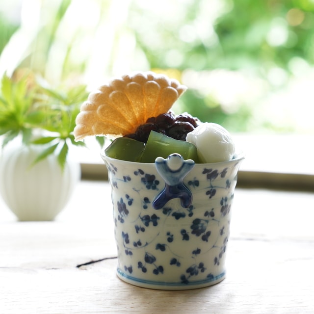 波佐見焼　藍唐草　一閑人煎茶・そば猪口