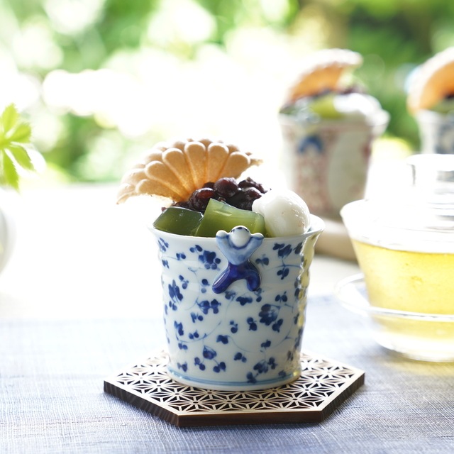 波佐見焼　藍唐草　一閑人煎茶・そば猪口