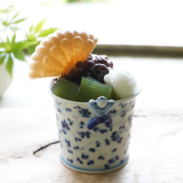 波佐見焼　藍唐草　一閑人煎茶・そば猪口