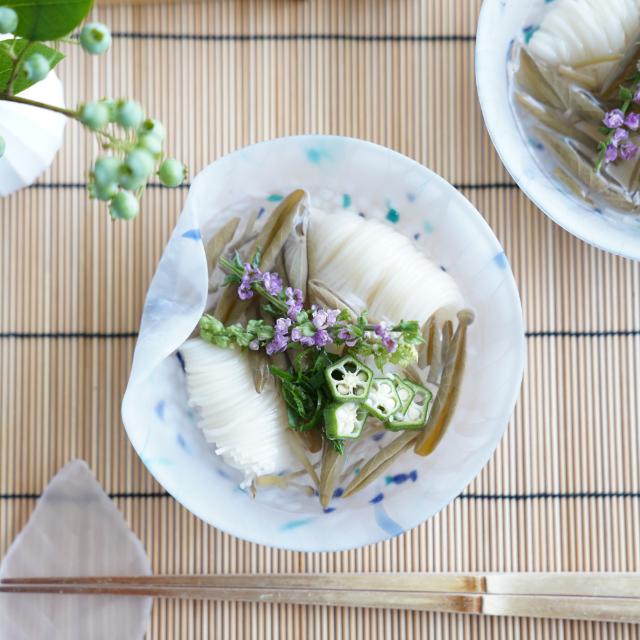 水玉柄　硝子押鉢