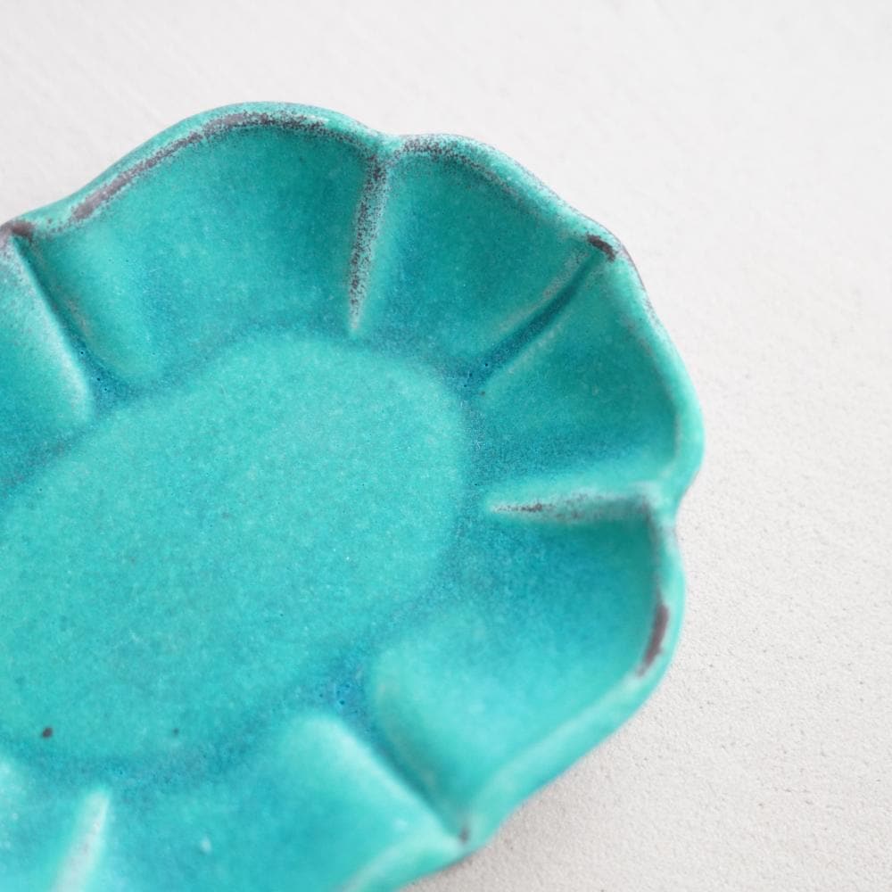 益子焼 ロータス（小） シャビーターコイズ 