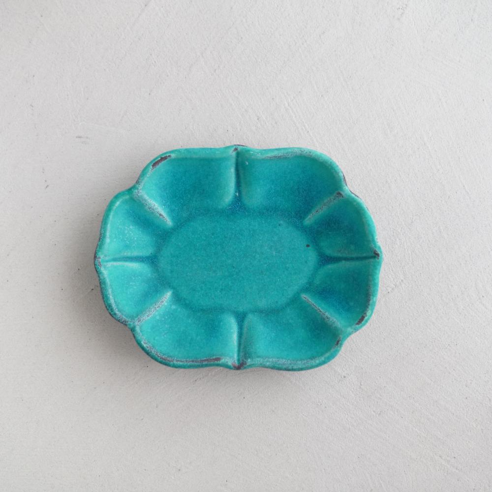 益子焼 ロータス（小） シャビーターコイズ 