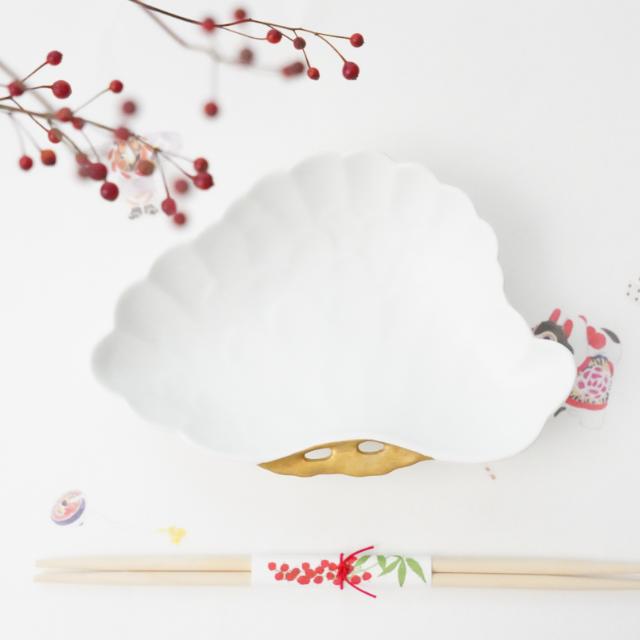 白マット（ツマミ金） 松型銘々皿 ｜ 四季折々のおしゃれな和食器通販