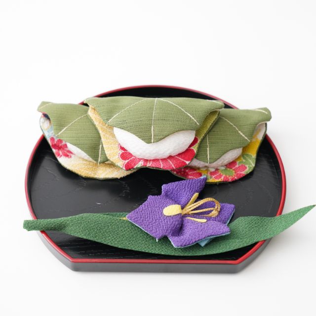 京ちりめん　和柄　菖蒲と柏餅