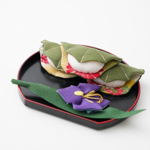 京ちりめん　和柄　菖蒲と柏餅