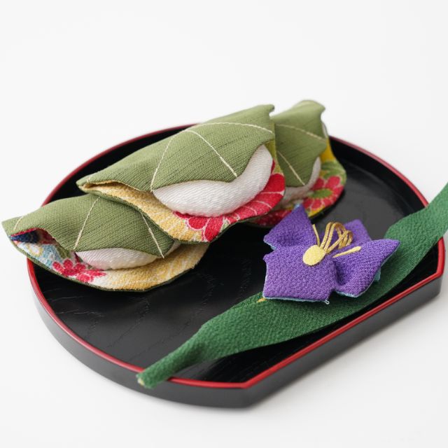 京ちりめん　和柄　菖蒲と柏餅