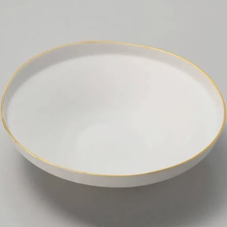 渕金白マットたわみ鉢大