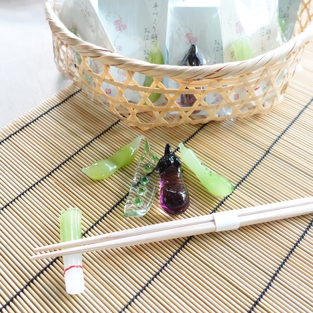手作り硝子　夏野菜箸置き　5点揃え