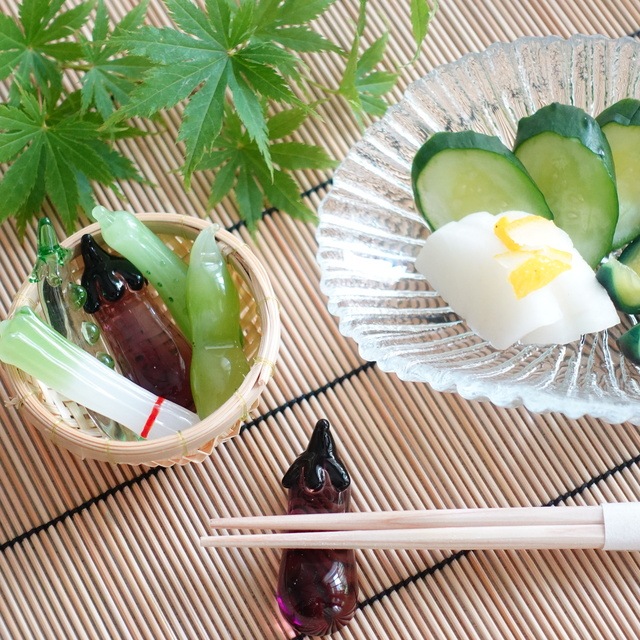 手作り硝子 夏野菜箸置き 5点揃え ｜ 四季折々のおしゃれな和食器通販