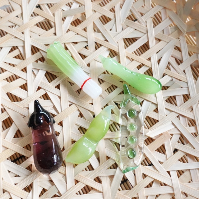 手作り硝子　夏野菜箸置き　5点揃え