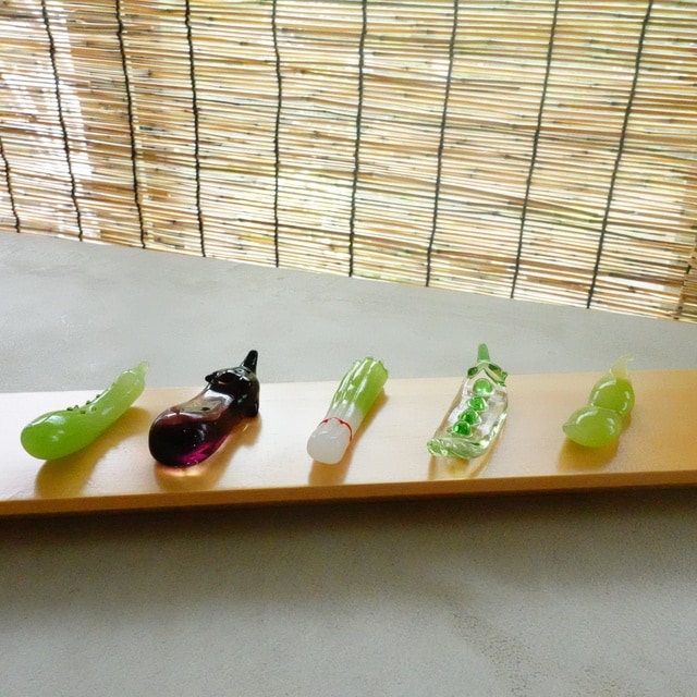 手作り硝子　夏野菜箸置き　5点揃え