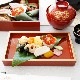【早割･11月下旬～発送】7.7寸長角盛器　柿朱渕金　FOURGRACEオリジナル 1枚目のサムネイル