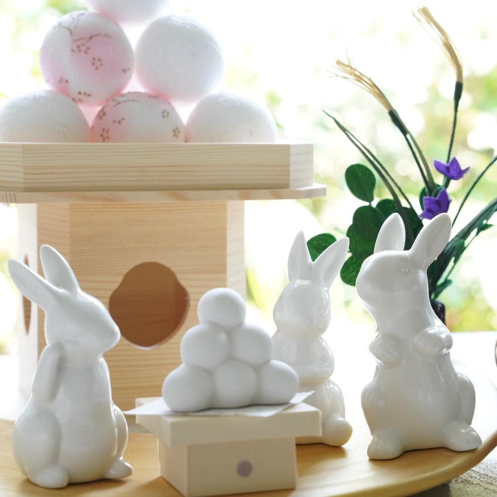 白のお飾りうさぎ3点セット ｜ 四季折々のおしゃれな和食器通販サイト