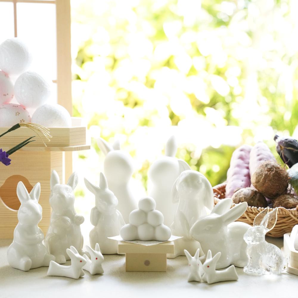 白のお飾りうさぎ3点セット