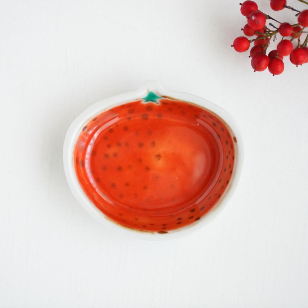 双鳩窯　九谷焼　縁起豆皿　みかん