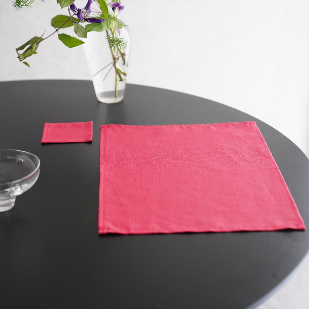 LINEN コースター ルージュピンク