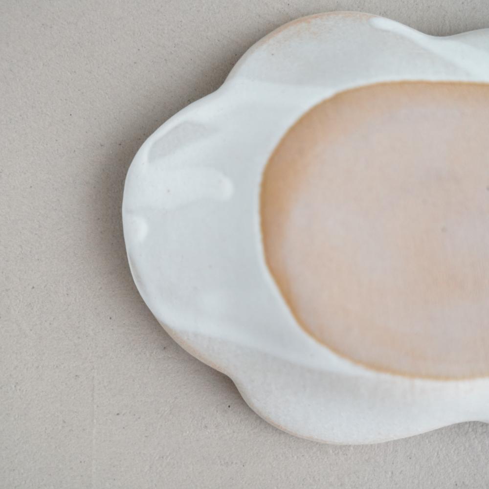 益子焼 もくもく皿（ロング）kinari 