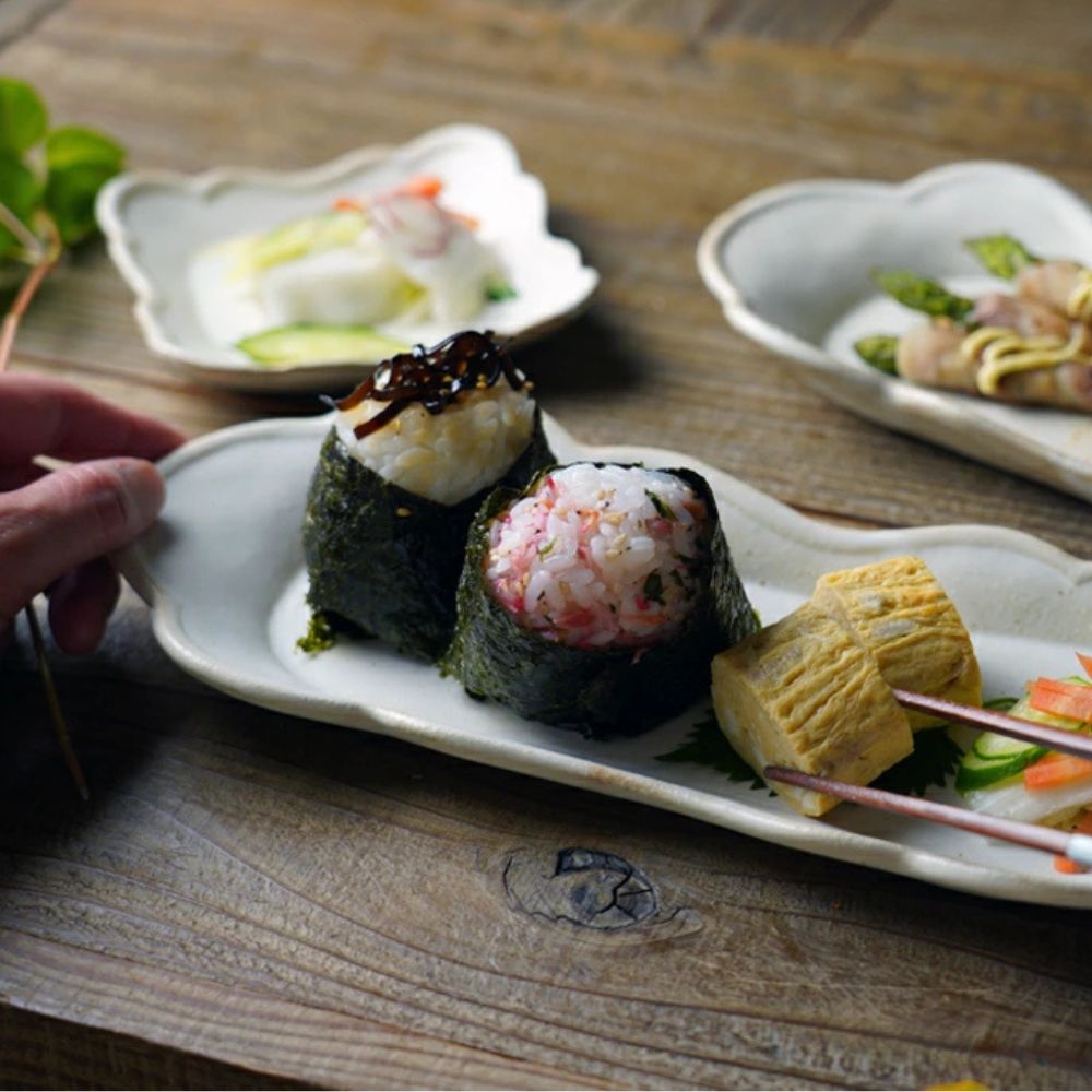 益子焼 もくもく皿（ロング）kinari 