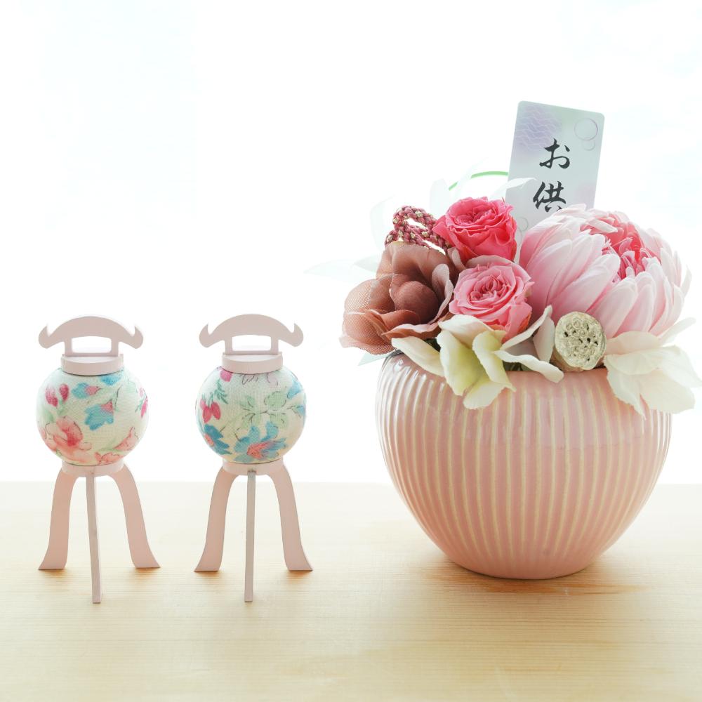 【予約/8月上旬出荷】木製パステル盆提灯ピンク