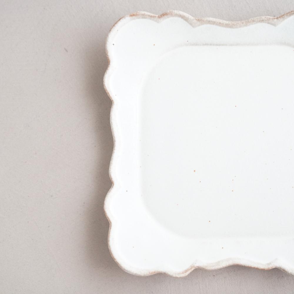 益子焼 もくもく皿（大）kinari 角皿